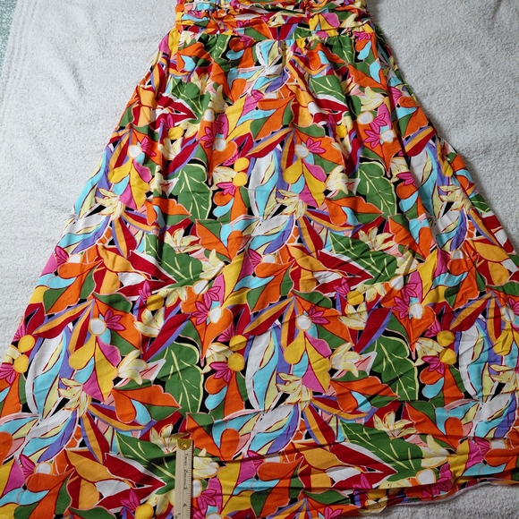 Tropical free assembly maximallist spaghetti strap Print Maxi Dress Sz 12-14 - Picture 5 of 9